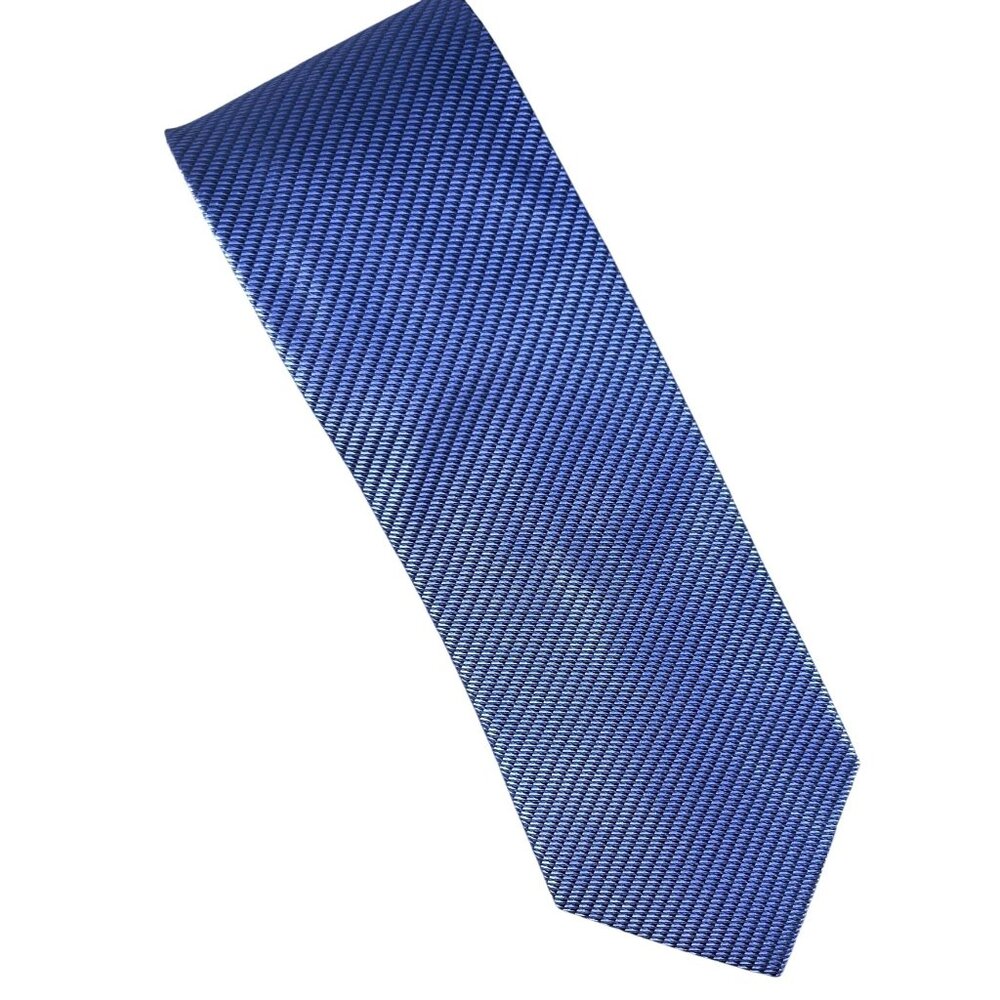 Alexander Julian Colours Mens Repp Tie Blue Textured Woven Silk Necktie Classic